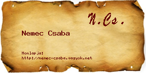 Nemec Csaba névjegykártya